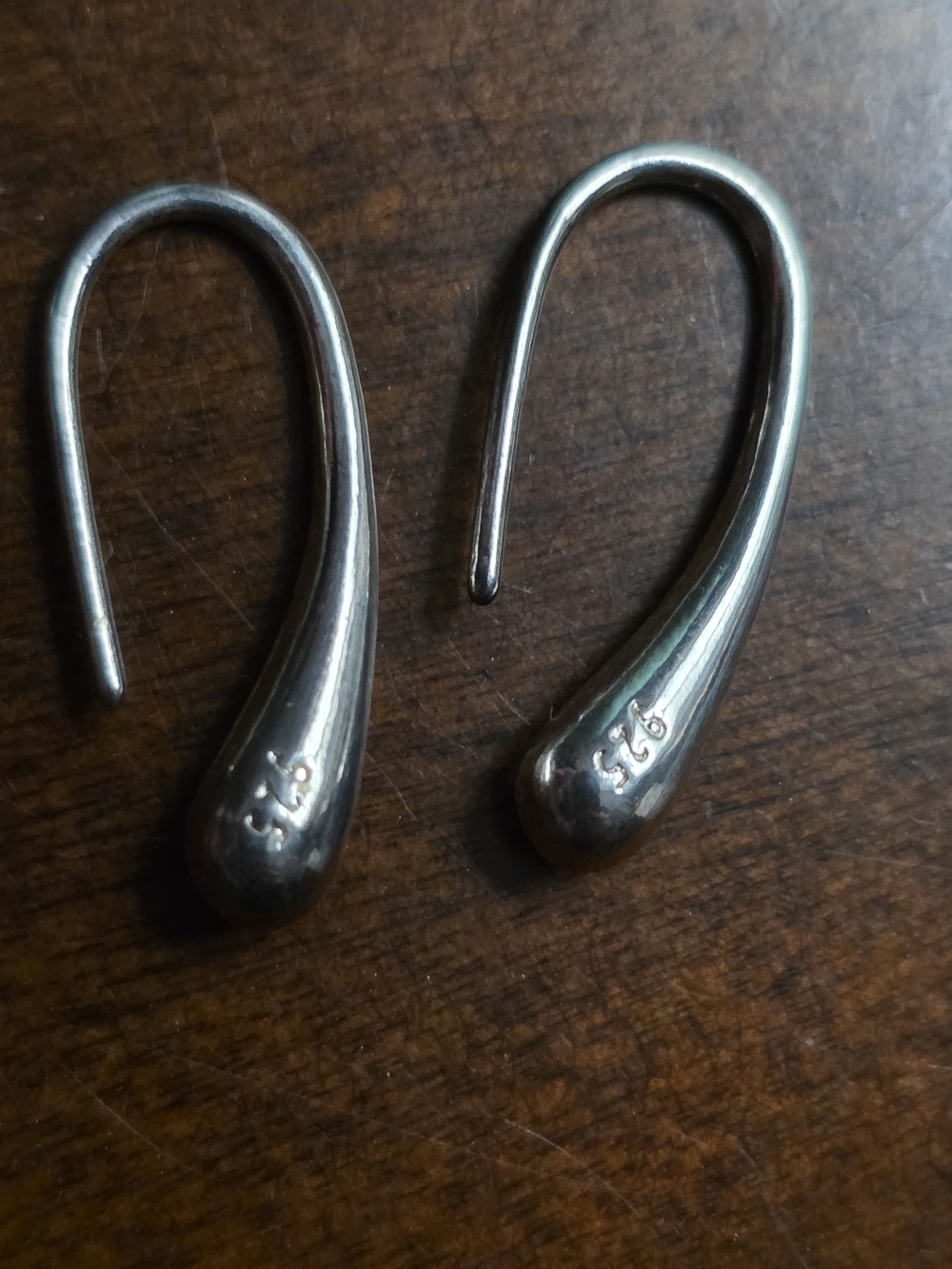 Solid Sterling Silver Teardrop Hook Earrings